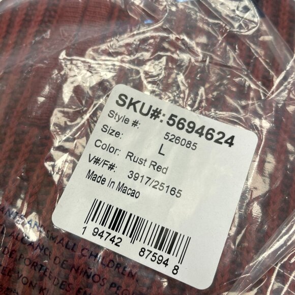 NEW Lands' End Drifter Men's L 1/4 Zip Ribbed Sweater Rust Red 100% Cotton - Picture 9 of 12